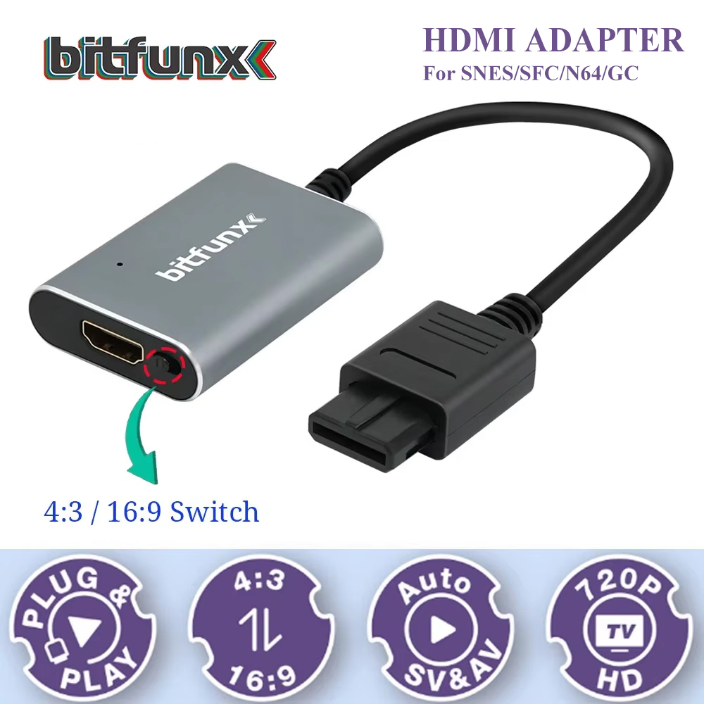 Retro Gaming N64 - Bitfunx 720P Adattatore Svideo/AV a HDMI,
